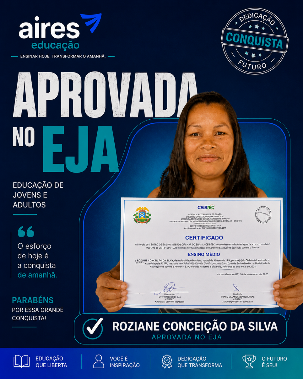 Aluno aprovado Roziane Conceição da Silva