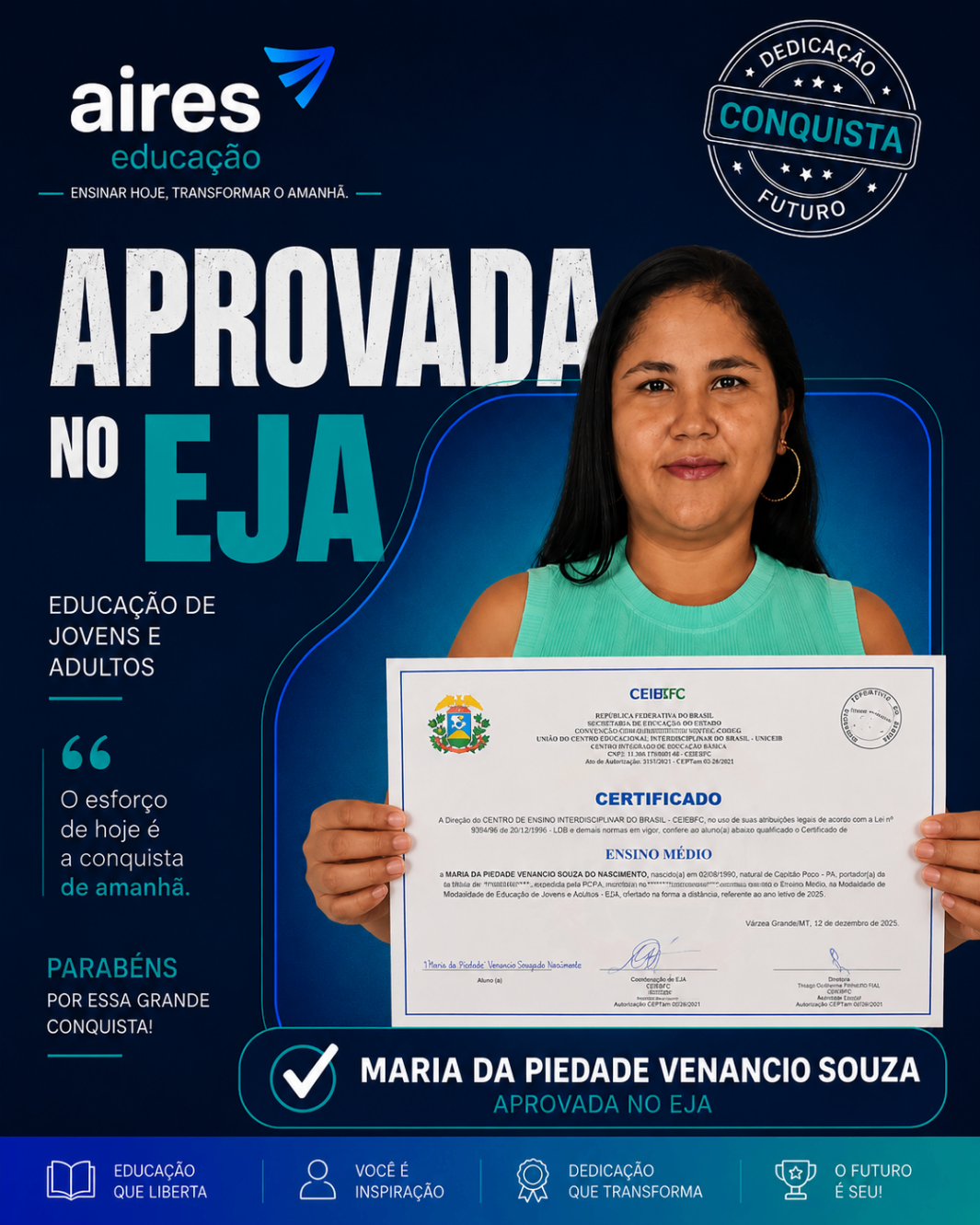 Aluno aprovado Maria da Piedade Venancio Souza